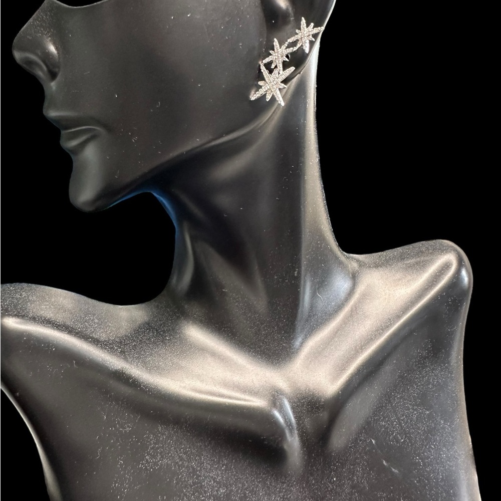 Natural Earth Mined Diamond Star Ear Climber/Earing